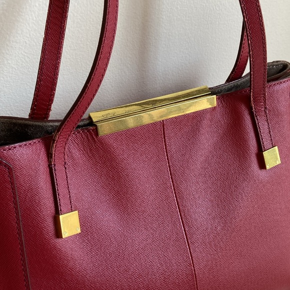 J.Crew Women’s Red Leather Tote Bag Shoulder Bag Purse w/ Dust Bag - Picture 3 of 16